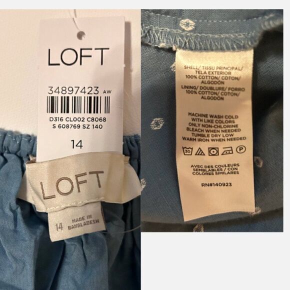 NWT LOFT Clip Tie Back Flounce Swing Pleated Mini Dress Size 14 Poolside Blue - Picture 5 of 6